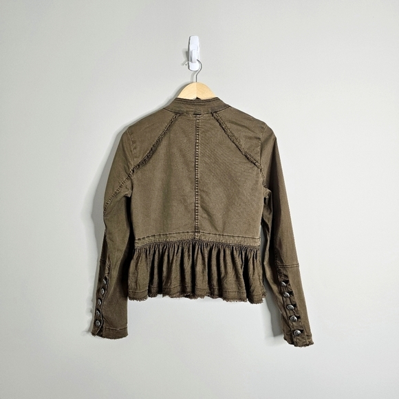 Free People Olive Green Military Bomber Jacket Size XS - Picture 8 of 10